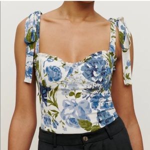 Reformation Floral Print Cowl Neck Crop Top